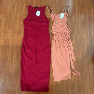 NWT Forever 21 Midi Sleeveless Dresses (2 - Red and Peach)